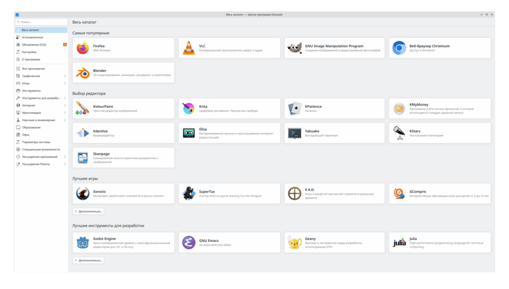Магазин приложений Fedora 42